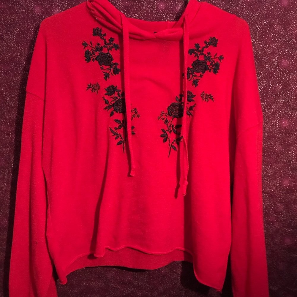 Red flower hoodie